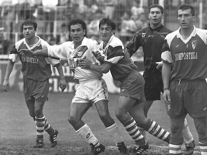 Hugo Sánchez, en un partido contra el Compostela en Vallecas en 1994. Miguel Gener