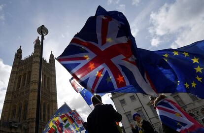 Detractores del Brexit se manifiestan en Londres el 18 de marzo.