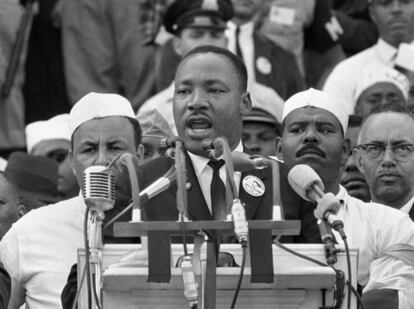 Agosto de 1963. Martin Luther King se dirige a los manifestantes durante su discurso "Tengo un sueño" en el monumento a Lincoln en Washington