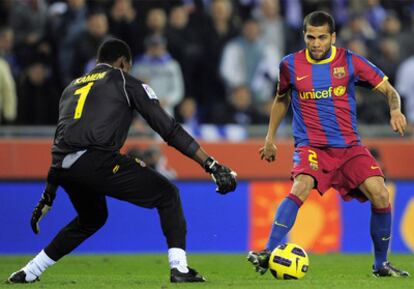 Dani Alves, durante el partido ante el Espanyol.