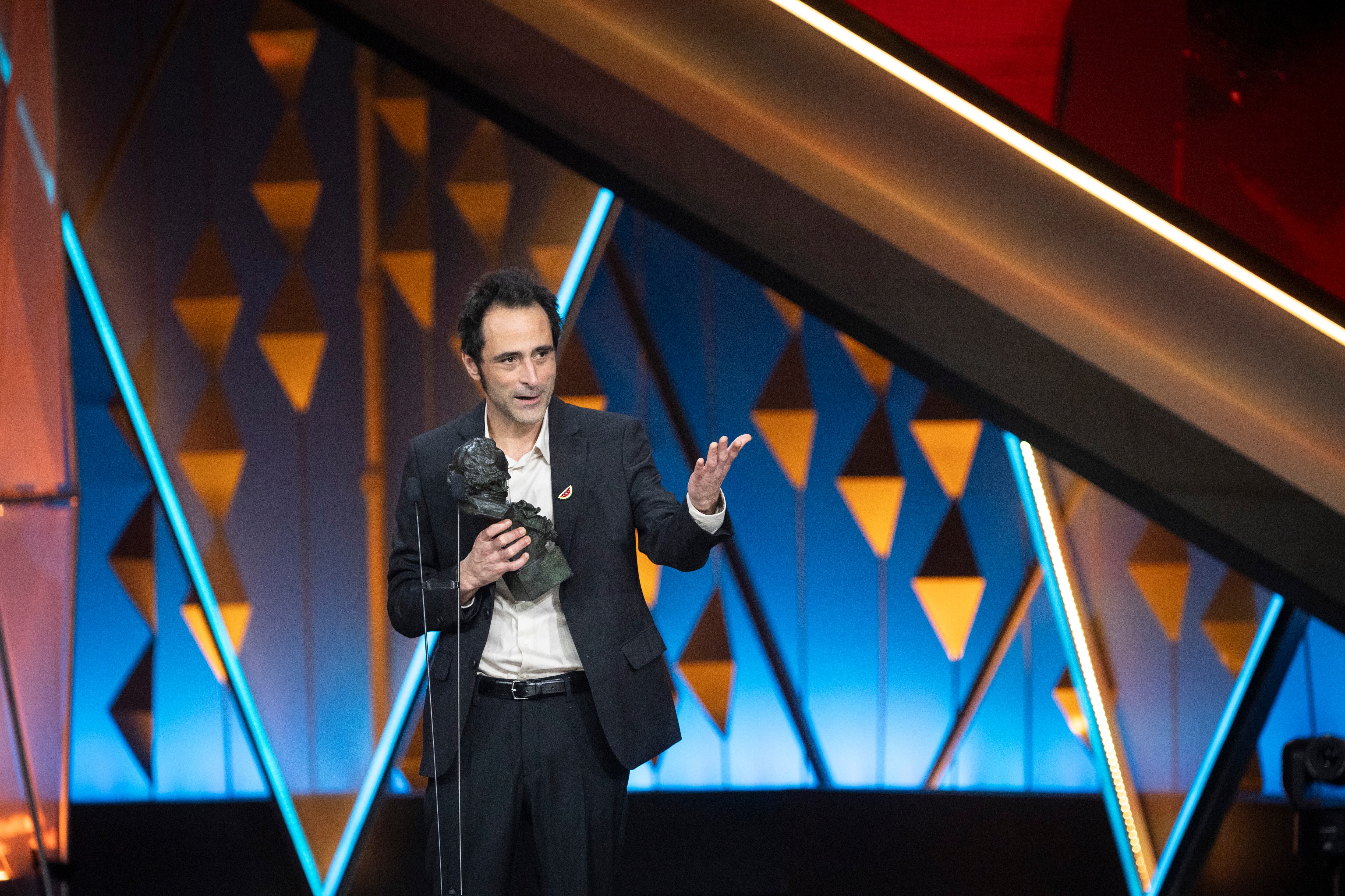 Cristóbal Fernández tras ganar el Goya a mejor montaje por 'Sirât'. 