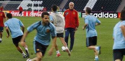 Del Bosque, en el entrenamiento de ayer.