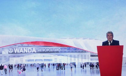 Enrique Cerezo, en la presentación del Wanda Metropolitano.