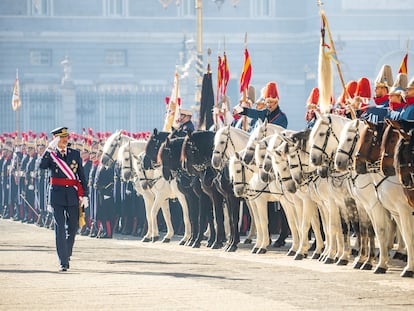 El rey Felipe VI, durante la celebración de la Pascua Militar en el Palacio Real de Madrid.