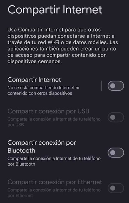 Compartir conexión por USB en Android