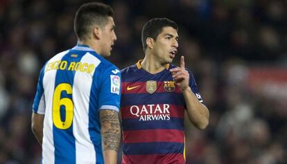 Luis Suárez, durante el derbi de Copa frente al Espanyol.