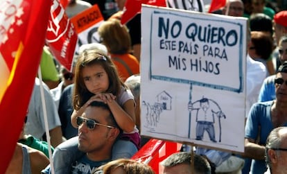 Protestors at Sunday's march in Madrid.