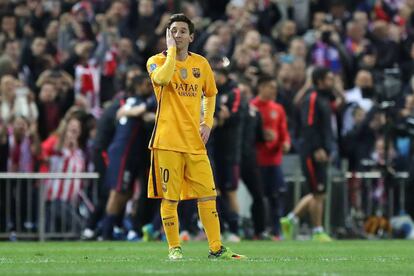 Messi, en el partido frente al Atlético en el Calderón.