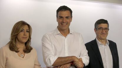 Susana Díaz, Pedro Sánchez i Patxi López.