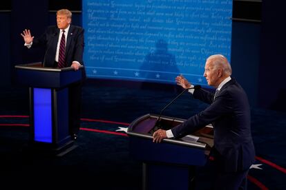 Imagen de archivo del primer debate entre Donald Trump y Joe Biden.