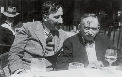 Stefan Zweig and Josef Roth in Ostend, Belgium, in a photograph dated 1936.