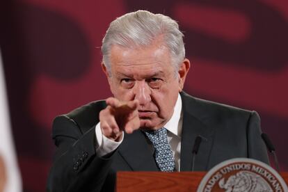 Andrés Manuel López Obrador, durante su conferencia de prensa matutina en el Palacio Nacional en enero de 2024.