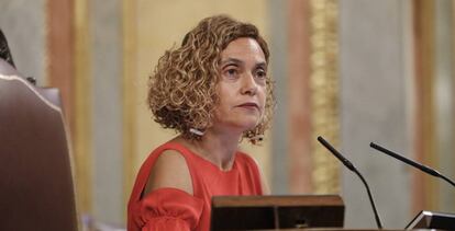 La presidenta del Congreso, Meritxell Batet, durante la penúltima sesión plenaria en el Congreso de los Diputados a 22 de julio de 2020.