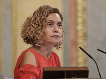 La presidenta del Congreso, Meritxell Batet, durante la penúltima sesión plenaria en el Congreso de los Diputados a 22 de julio de 2020. 
