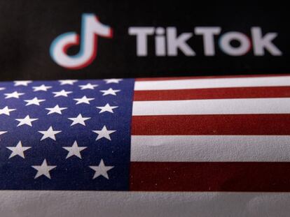 U.S. flag and TikTok logo are seen in this illustration taken, June 2, 2023.