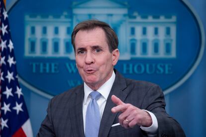 White House National Security Council spokesman John Kirby participates in a news conference in the James Brady Press Briefing Room of the White House in Washington, DC, 10 February 2023.