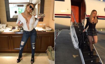 Mariah Carey también se ha convertido en protagonista de titulares por usar el Photoshop en su cuenta de Instagram. En estas dos fotografías, las técnicas de retoque digital para afinar sus piernas fueron más que evidentes.