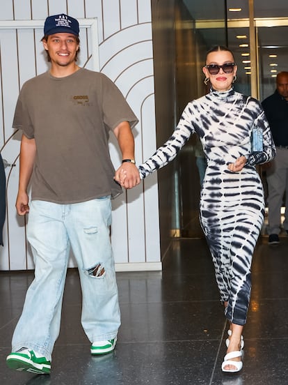 Jake Bongiovi and Millie Bobby Brown are seen leaving 'Today' Show on September 14, 2023, in New York City.  
