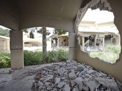 Un edificio destruido por el cártel de Los Zetas en Allende.