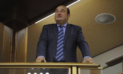 Andoni Ortuzar, presidente del PNV, esta semana en un pleno del Parlamento vasco.