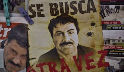 Un cartel de Joaquín 'El Chapo' Guzmán.