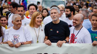 El ministro del Interior, Fernando Grande-Marlaska, en la manifestación del Orgullo celebrada el pasado viernes en Valencia.