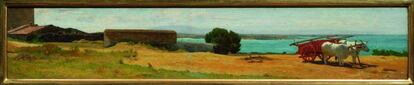Óleo sobre lienzo de Odoardo Borrani: 'Carreta roja en Castiglioncello', 1865-1866