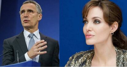 Jens Stoltenberg and Angelina Jolie.