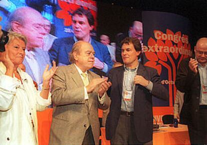 Jordi Pujol y Artur Mas, en la clausura del congreso de ayer en Tarragona.