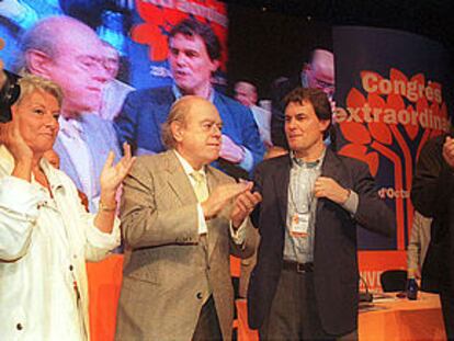 Jordi Pujol y Artur Mas, en la clausura del congreso de ayer en Tarragona.