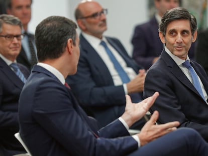 El presidente de Telefónica, José María Álvarez-Pallete, y el presidente del Gobierno, Pedro Sánchez.