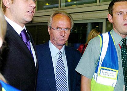 Sven Goran Eriksson, serio, a su regreso ayer a Londres procedente de Amsterdam.