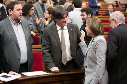Puigdemont, al seu primer ple com a president.