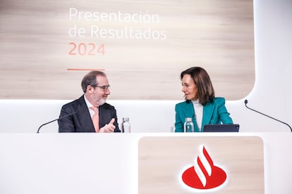 La presidenta del Banco Santander, Ana Patricia Botín, y el consejero delegado del Banco Santander, Héctor Grisi, Álvaro García.