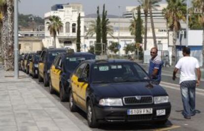 Parada de taxis en Barcelona.