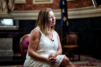 La presidenta del Congreso, durante la entrevista.