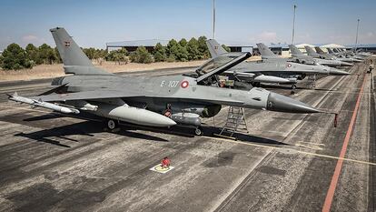 Aviones F-16 de la Fuerza Aérea Danesa.