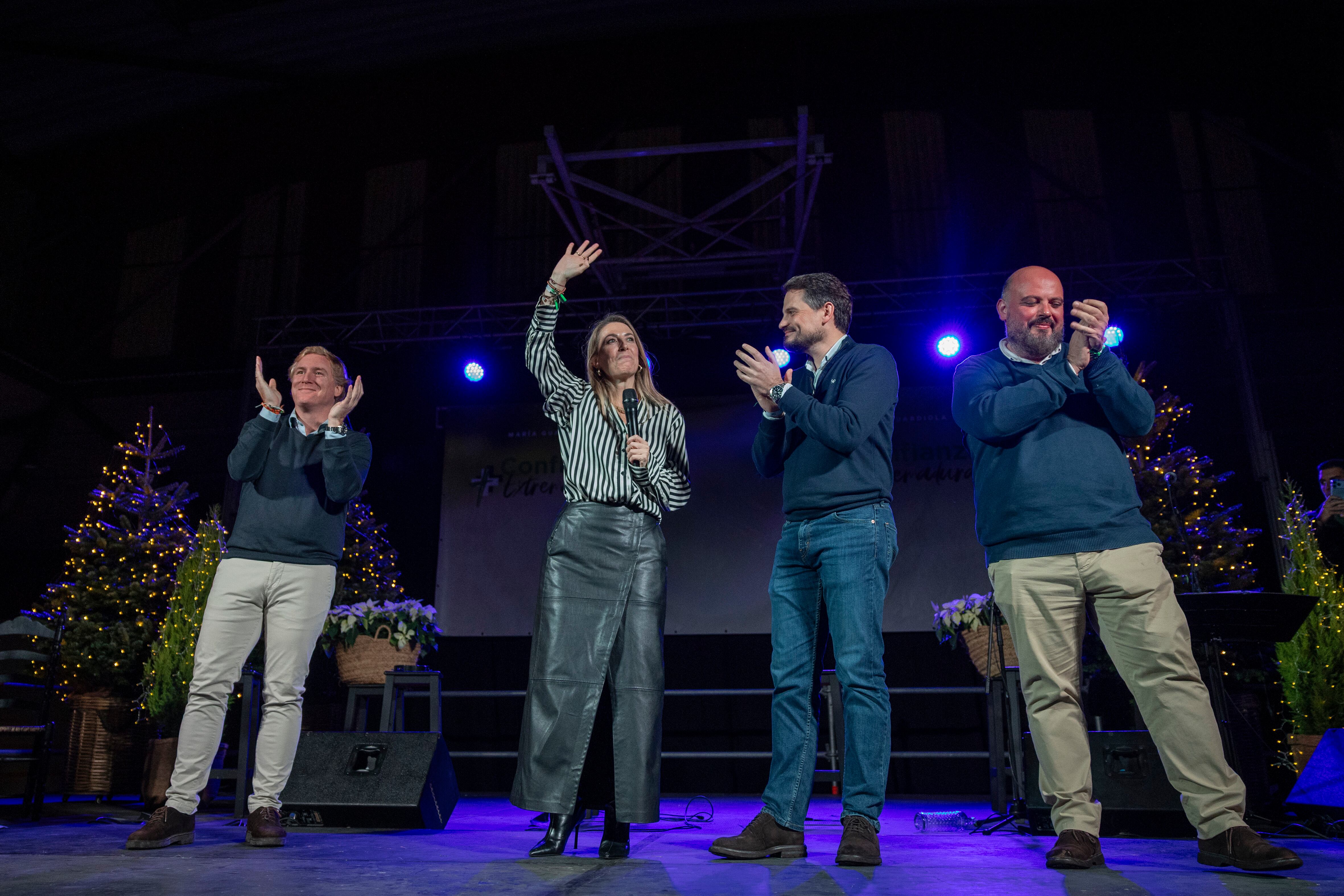 María Guardiola, en un momento del acto de cierre de campaña en Badajoz.

