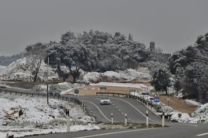 La carretera N-II a l'alçada de Vidreres.