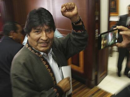 El expresidente de Bolivia Evo Morales en su primera conferencia e prensa en Ciudad de México. 