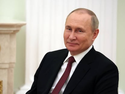 El presidente de Rusia, Vladimir Putin, en una reunión en Moscú el 16 de marzo