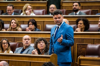 El líder de ERC, Gabriel Rufián, el miércoles durante la sesión de control al Gobierno.