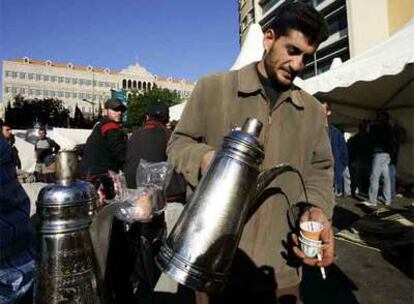 Los manifestantes acampados en Beirut.