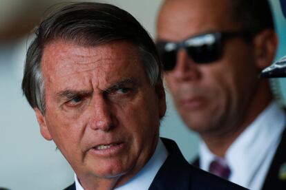 El presidente de Brasil, Jair Bolsonaro, en la Base Aérea de Brasilia (Brasil), el pasado 10 de marzo.