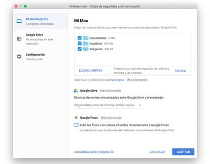 Configurar backup de archivos desde Google Drive.