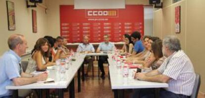 Reunión de CC OO y UGT en la que se ha acordado impulsar la manifestación.