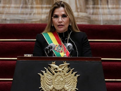 Jeanine Áñez, en una imagen de agosto de 2020, cuando era presidenta interina de Bolivia.