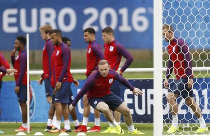 Rooney, en un entrenamiento de Inglaterra.