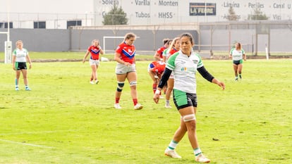 Karina Landeros en el partido amistoso ante la selección femenina de rugby de Estados Unidos del Sur, en el FC Total de Querétaro el jueves 11 de julio de 2024.