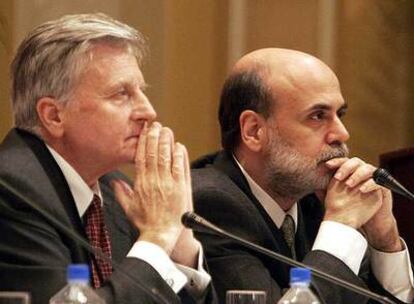 Jean-Claude Trichet, presidente del BCE (izquierda) y Ben Bernanke, de la Reserva Federal.